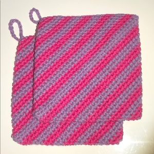 Hot holders set of 2 double thick handmade cotton